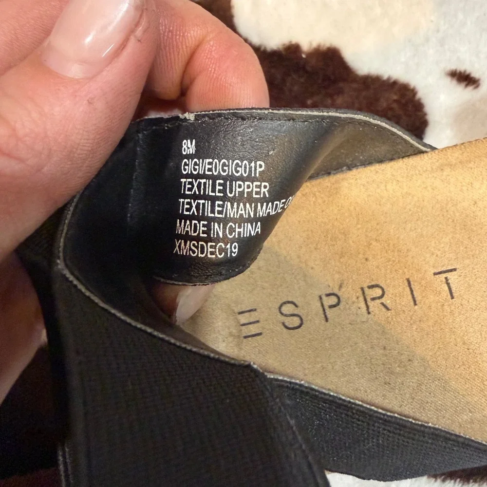 Esprit Gigi Sandal Womens 8 Black Elastic Espadrille Platform Boho Summer Casual